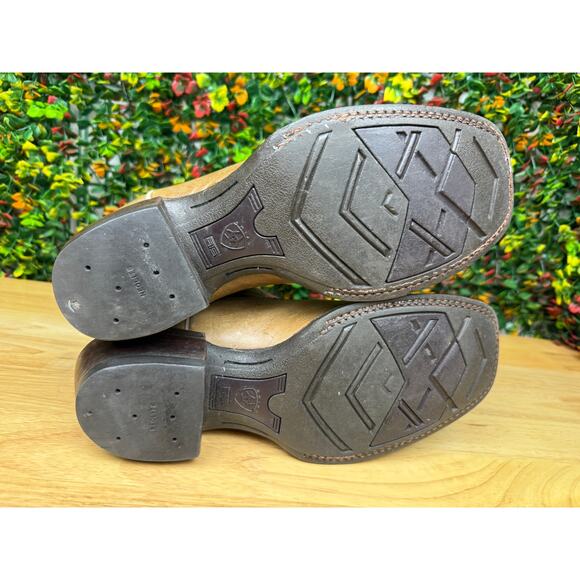 Ariat Western Cowboy 2 Tone Boots Shoes Leather Embroidered Brown Tan Mens 8.5 - Picture 5 of 9